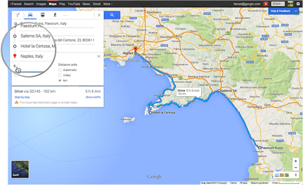 Promozione sito Web : pianificare-viaggio-googlemap