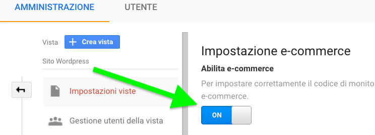 tracciamento ecommerce Analytics abilita