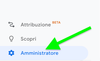 tracciamento ecommerce Analytics admin