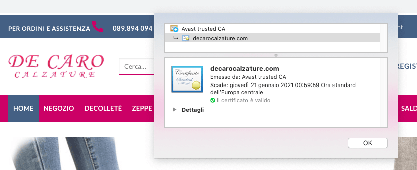 esempio certificato https