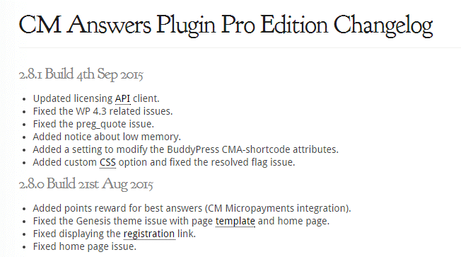 change log plugin wordpress