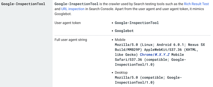 google aggiunge google inspectiontool ai suoi crawlers