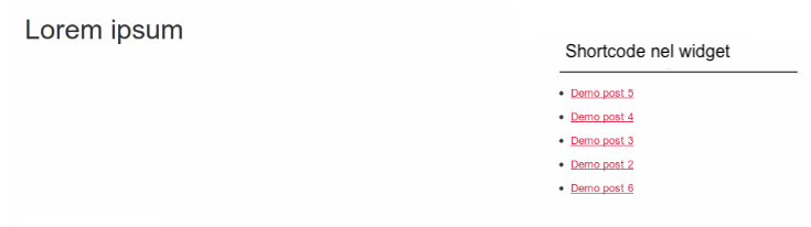 Uno shortcode in un widget dopo aver abilitato la funzionalità