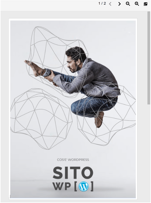 visualizzatore pdf all'interno pagina wordpress creato con shortcode