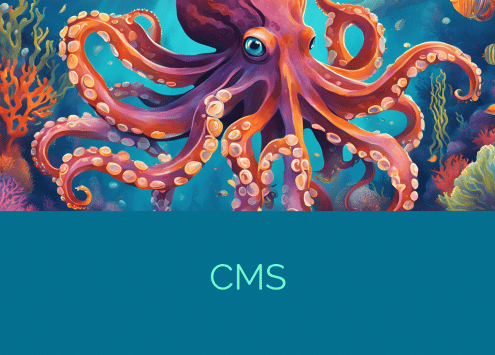 illustrazione di ciò che vede un intelligenza artificiale se le chiedi cosa sarebbe un cms se fosse un animale, vede un polpo