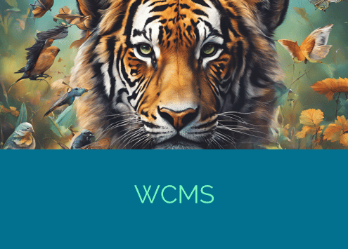 illustrazione di ciò che vede un intelligenza artificiale se le chiedi cosa sarebbe un wcms se fosse un animale, vede una tigre