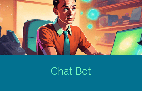 Nell'immagine si vede un personaggio virtuale somigliante sheldon cooper che impersona l'umanizzazione di un Chatbot
