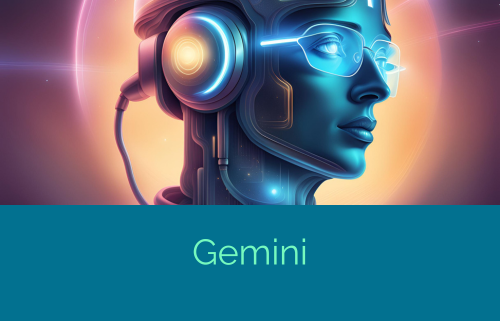 illustrazione che mostra google gemini simile a un robot con sembianze umane e dotato di Google glasses