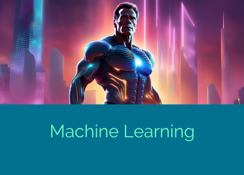 illustrazione del machine learning raffigurato come terminator arnold schwarzenegger