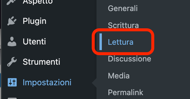questa schermata mostra come raggiugere le impostazioni di lettura
