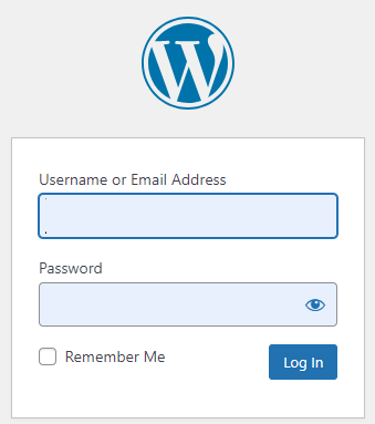l'immagine mostra i campi in cui inserire login e password per accedere a WordPress