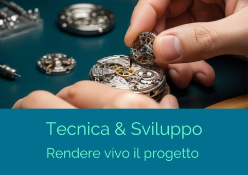 l'immagine di un orologiaio o di un ingegnere di precisione al lavoro. Le sue mani che assemblano un meccanismo complesso simboleggiano la cura, l'esperienza e la maestria tecnica necessarie per costruire un "motore" digitale performante e affidabile. Rappresenta la precisione e la complessità dello sviluppo tecnologico di un sito web complesso
