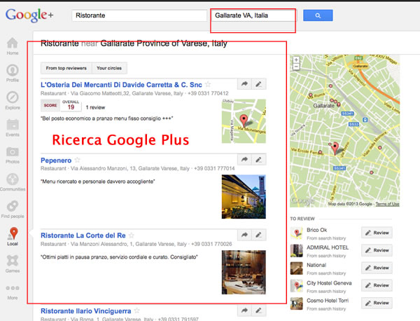 ricerca con google +